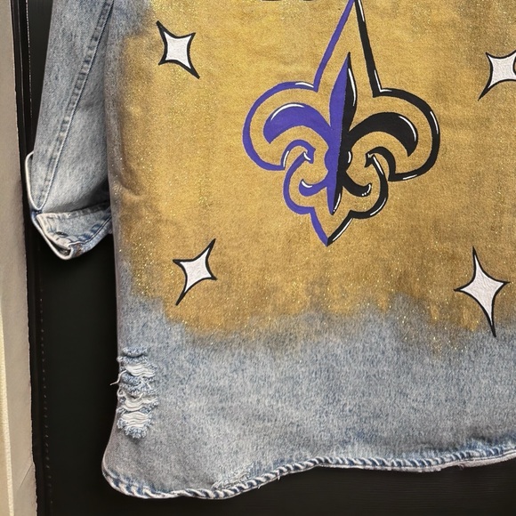 Hand-Painted Jean Jacket: GAMEDAY! | Perfect for LSU & Saints Fans | Oversized - Picture 10 of 16